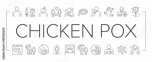 Chicken Pox Disease Collection Icons Set Vector .