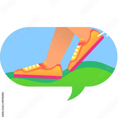 Running legs in speech chat bubble vector icon
