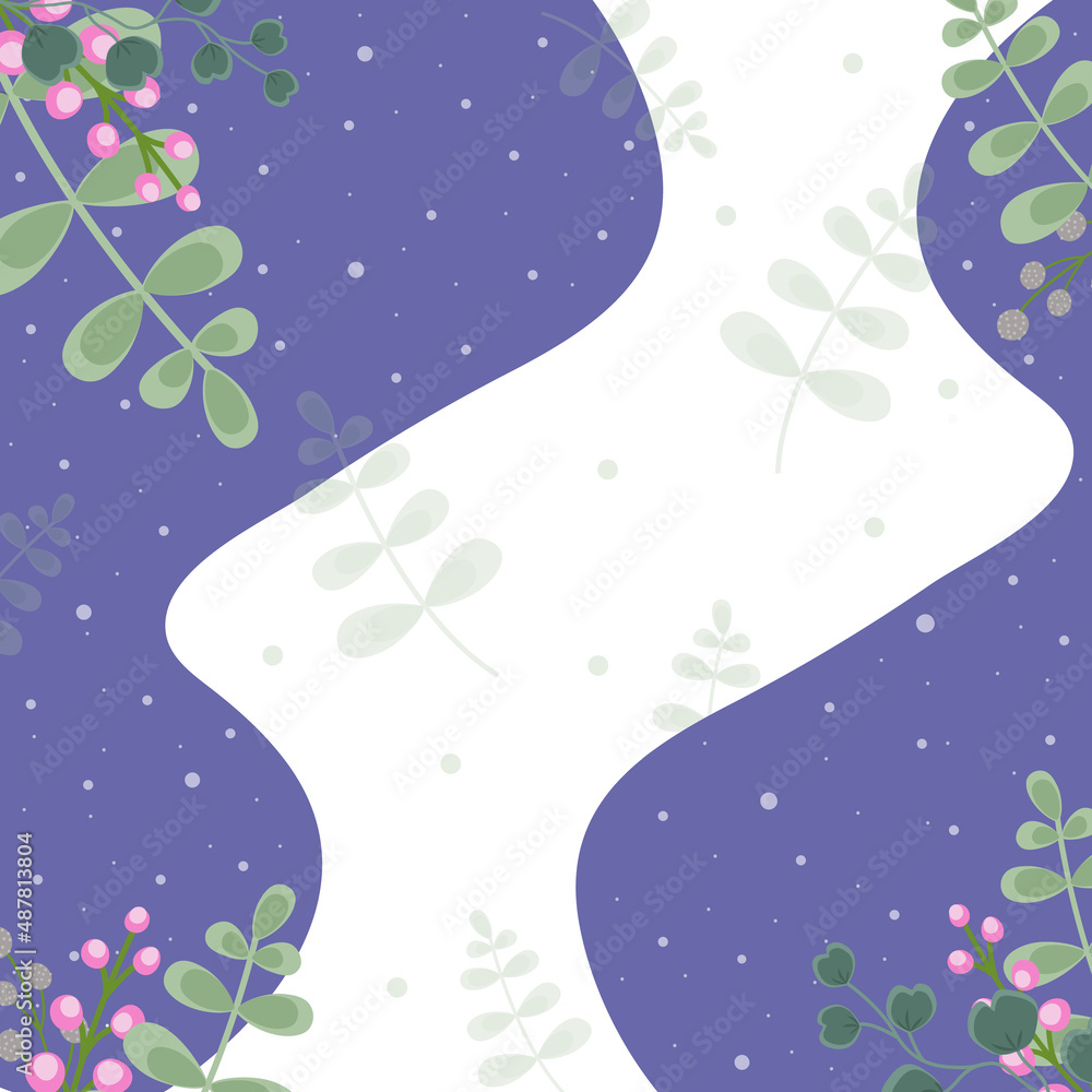 Modern universal artistic templates with leaves and berries.International Women's Day and Holiday cards. Good for invitations,menu, table number card design.March 8th. Background leaves