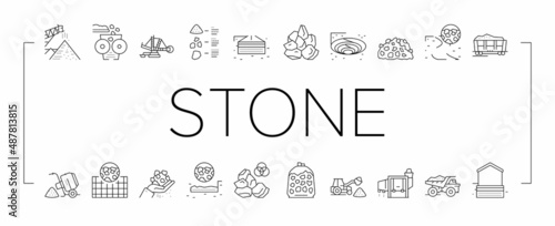 Crushed Stone Mining Collection Icons Set Vector .