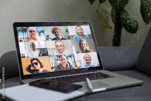 Video conference concept. Telemeeting. Videophone. Teleconference. Remote work