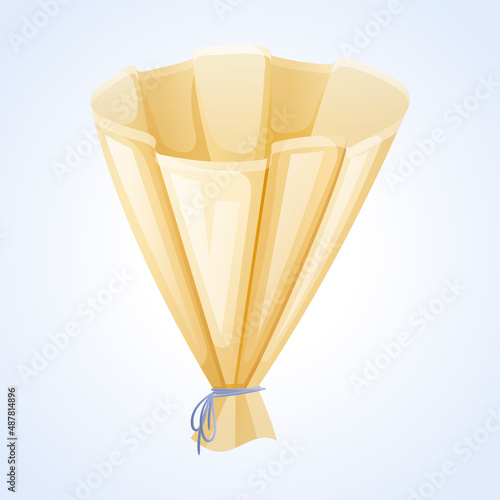 Vector yellow wrapping paper or packaging for a bouquet of flowers.