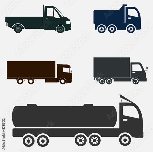 Heavy Transport Vehicles Icon Set