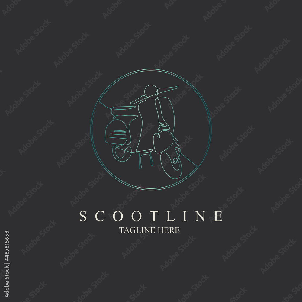 scooter motorcycle line style monogram logo design template for brand or company and other scooter motorcycle line style monogram logo design template for brand or company and other