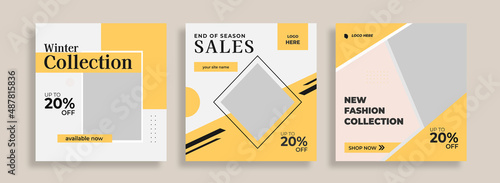 Set of fashion square banner template or social media post new arrivals | Trendy editable Instagram Post and social media template. 
