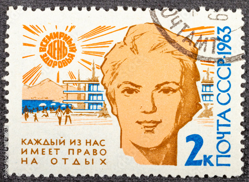 USSR - CIRCA 1963: A stamp printed in the USSR, shows Everyone has the right to rest, circa 1963