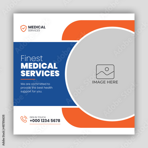 Medical healthcare square flyer social media post web promotion banner template