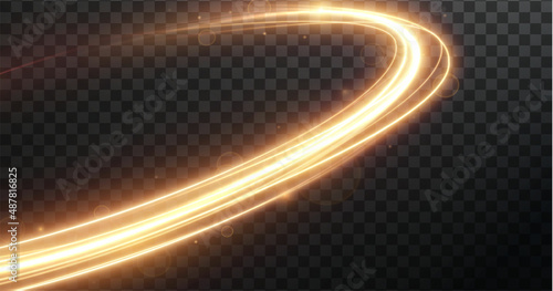 Light golden Twirl. Curve light effect of golden line. Luminous golden circle. Light gold pedistal, podium, platform, table. Vector PNG. Vector illustration