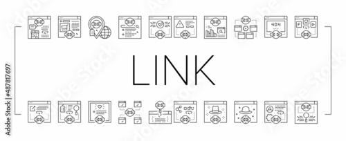 Link Building And Optimization Icons Set Vector .