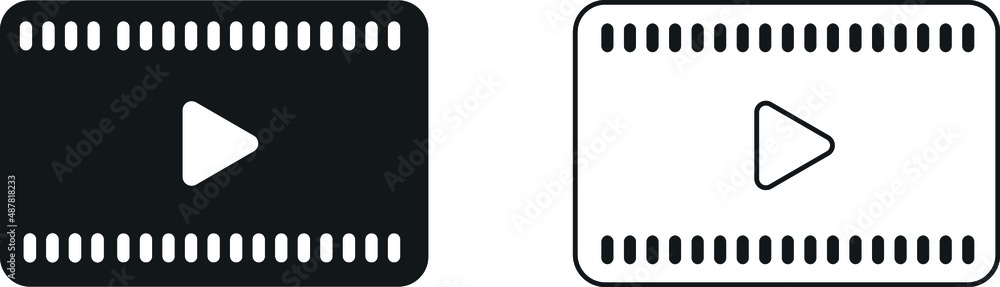 Video play icon back anf white vector illustration