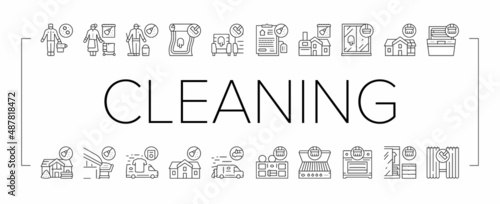 Cleaning Building And Equipment Icons Set Vector .