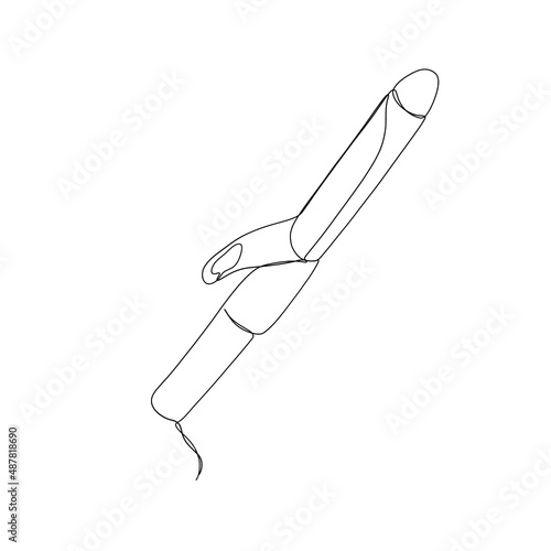 One line stylist curler. Vector minimalist illustration isolated on white background. 