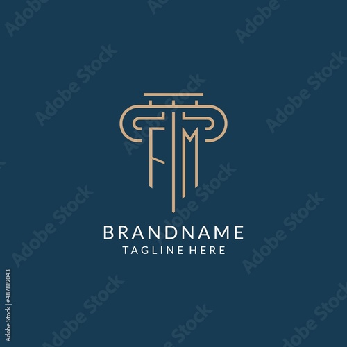 Initial letter FM pillar logo, law firm logo design inspiration