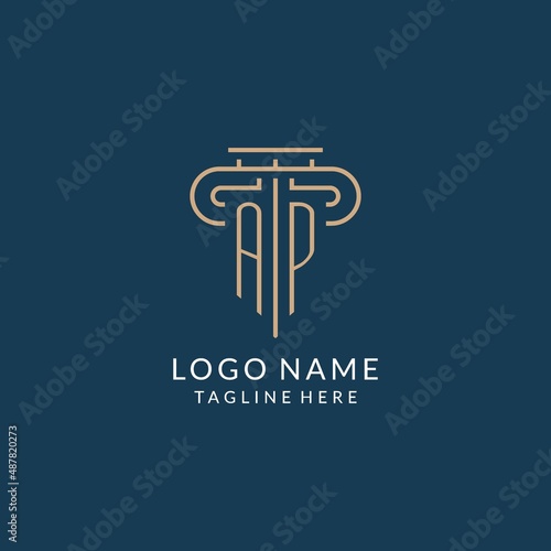Initial letter AP pillar logo, law firm logo design inspiration