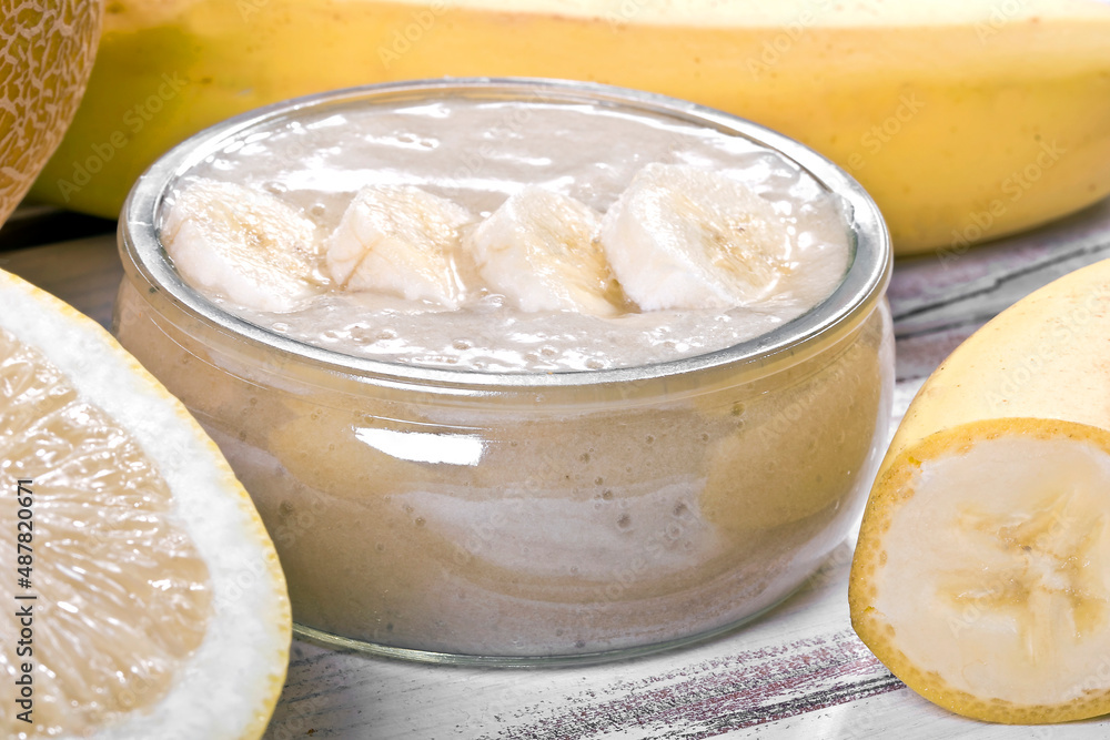 banana lemon shake on white wood banana lemon shake on white wood