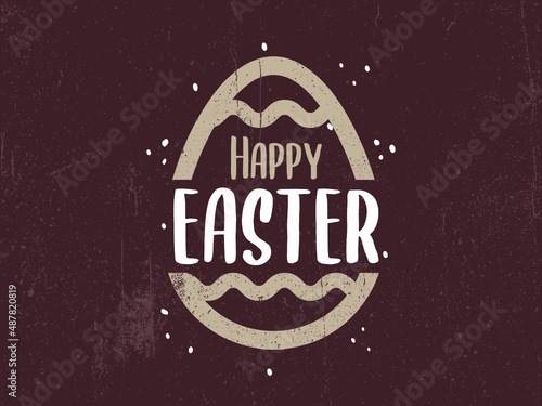 Happy Easter egg chocolate Vector illustration golden brown Holiday Religious rabbit