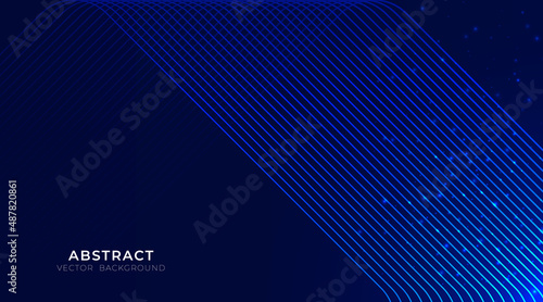 Abstract blue technology glowing lines background. Futuristic striped lines concept. Modern simple design. Shiny motion light element. Suit for cover, poster, advertising, banner, brochure, website.