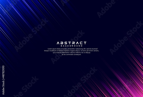 Abstract purple blue rays light effect. Geometric pattern on dark background. Modern geometric squares shape concept. Futuristic technology design with space for your text. Vector illustration