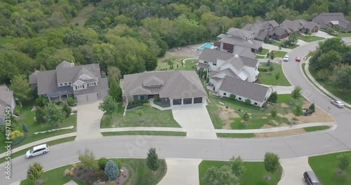Drone Orbit High over Wealthy Neighborhood