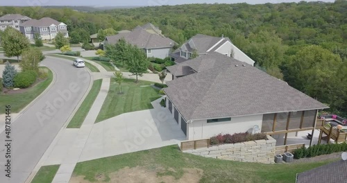 Drone Orbit Revealing Front of Wealthy Suburb Home