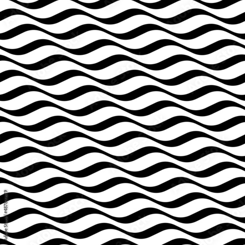 Vector seamless texture. Modern geometric background with wavy lines.