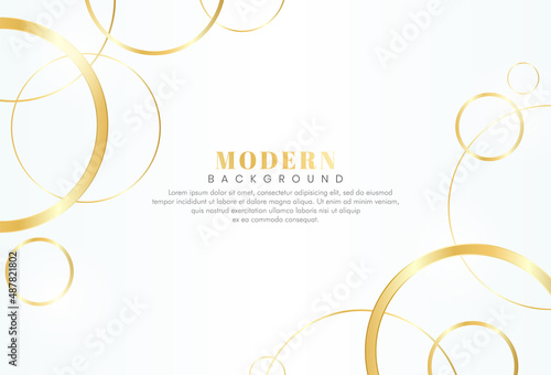 Modern abstract gold gradient circle on white background. Luxury and elegant style template. Elegant circle shape design with glitter golden line. Suit for poster, cover, banner, brochure, leaflet
