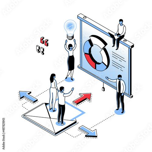 Data analysis - modern line isometry design style illustration