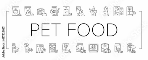 Pet Products Food Collection Icons Set Vector .