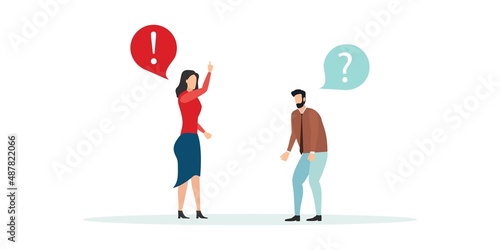 Peoples talk, boss angry employee, vector