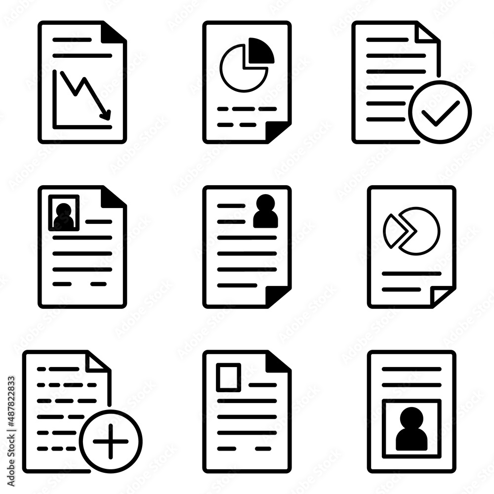 Docs Flat Icon Set Isolated On White Background Docs Flat Icon Set Isolated On White Background