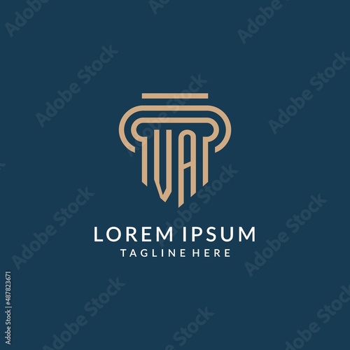 Initial VA pillar logo style, luxury modern lawyer legal law firm logo design
