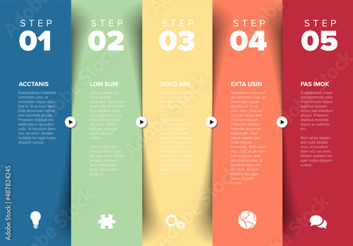 Five vector progress block steps template