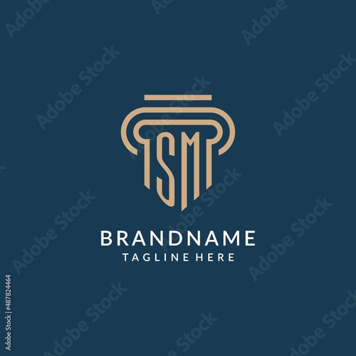Initial SM pillar logo style, luxury modern lawyer legal law firm logo design