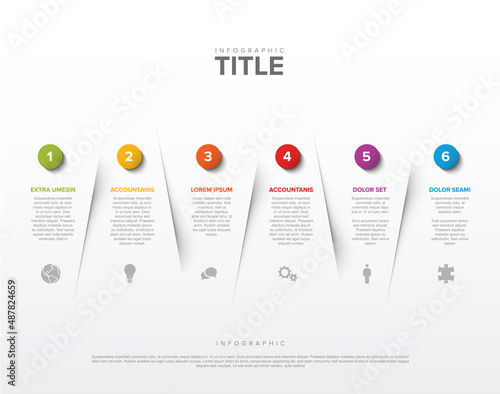 Abstract vector infographic template with six sections