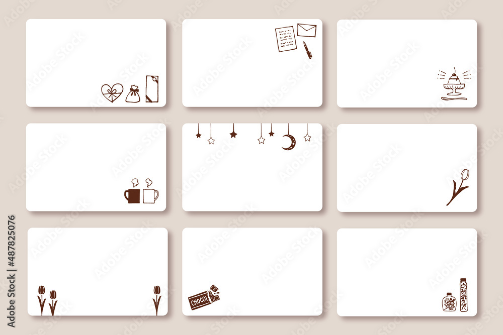 シンプルでかわいいメッセージカード 手描き装飾セット プレゼント ギフト Stock Vector Adobe Stock