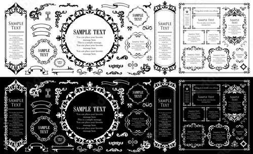 春の植物モチーフのフレームセット。ビンテージフラワー。装飾デザイン。流行りのあしらい	