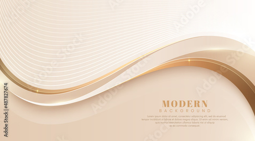 Modern abstract white soft golden wave lines background. Luxury and elegant wave lines element. Simple template design for a sweet and elegant feeling. Suit for poster, brochure, presentation, flyer