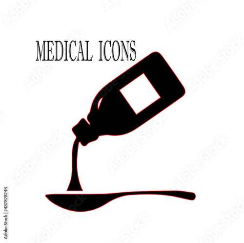 Medicine syrup bottle medical vector illustration icon