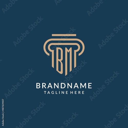 Initial BM pillar logo style, luxury modern lawyer legal law firm logo design