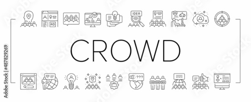 Crowdsourcing Business Collection Icons Set Vector Illustration .