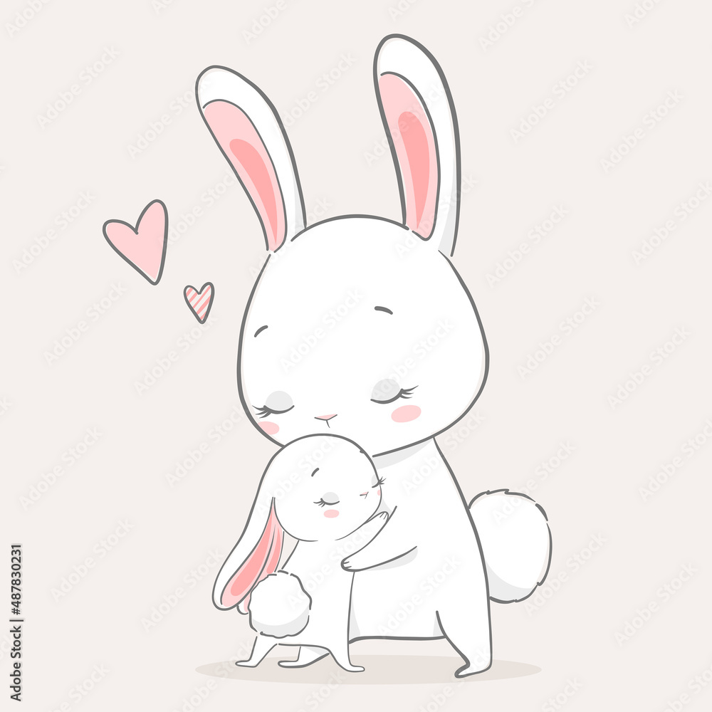 Vector illustration of mother's day. The bunnies hug. Vector illustration of mother's day. The bunnies hug.