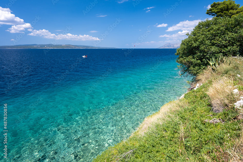 beautiful coast with azure sea on Makarska riviera in Dalmatia in Croatia