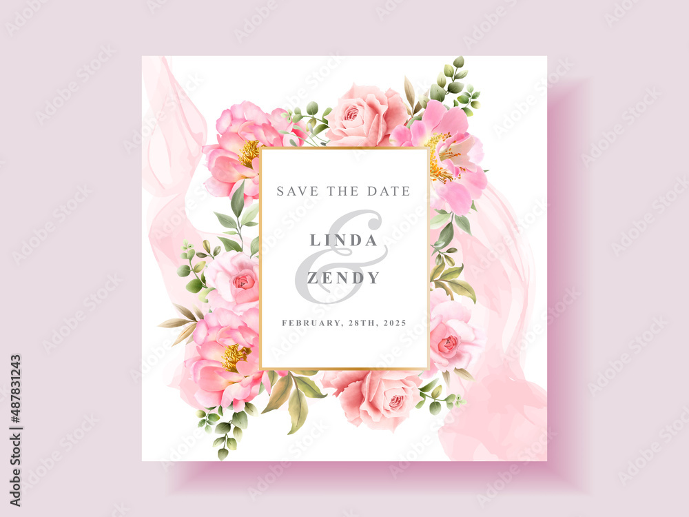 Soft pink flower wedding invitation card Soft pink flower wedding invitation card