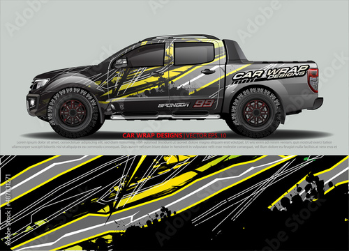 car wrap design. simple lines with abstract background vector concept for vehicle vinyl wrap and automotive decal livery