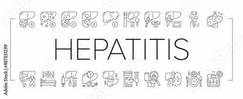 Hepatitis Liver Health Problem Icons Set Vector .