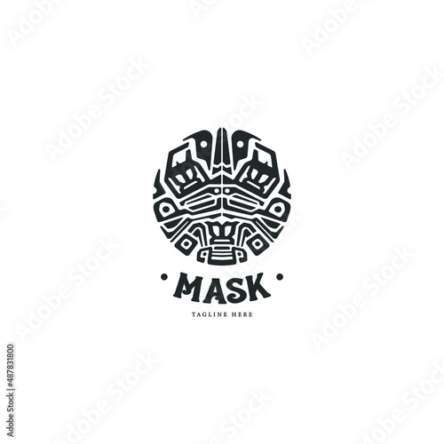 Emblem tribal mask logo concept, abstract logo for art