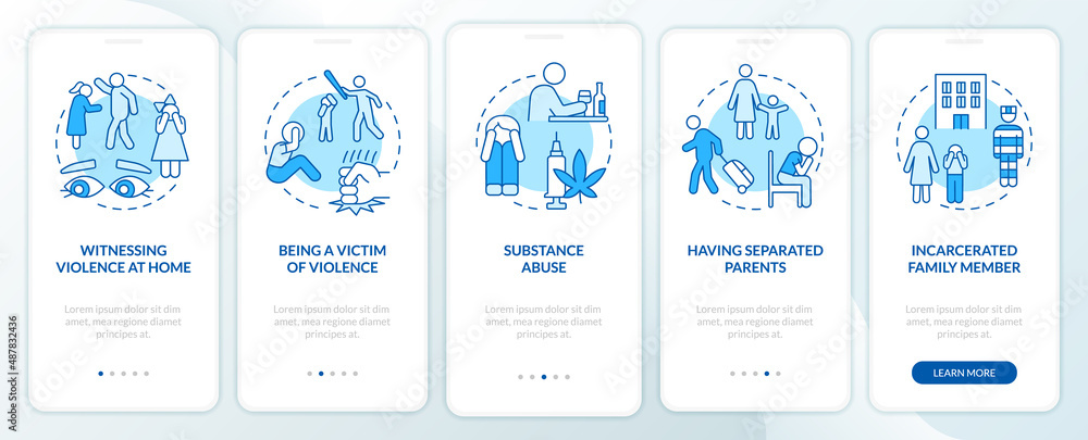 Survivors of childhood trauma blue onboarding mobile app screen ...
