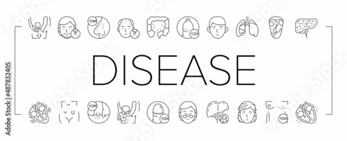 Disease Human Organ Collection Icons Set Vector .
