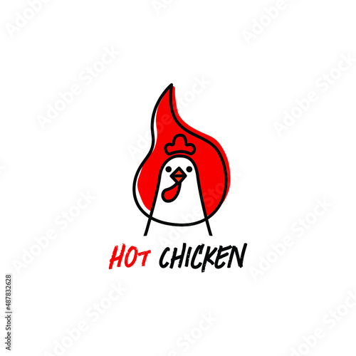 Chiken with fire, Spicy chicken logo concept for restaurant