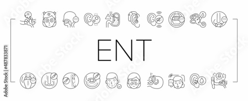 Otorhinolaryngology Treatment Icons Set Vector .